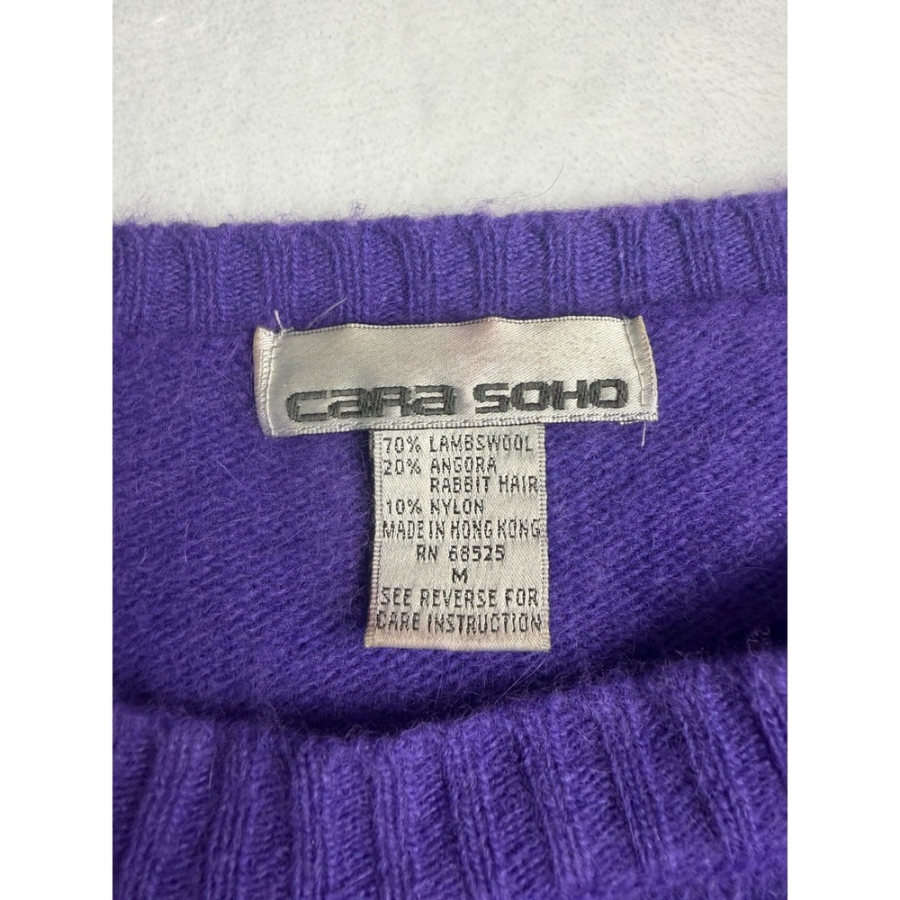 Cara Soho Vintage 90's Purple Crewneck Lambswool Pullover Sweater M - Picture 6 of 6